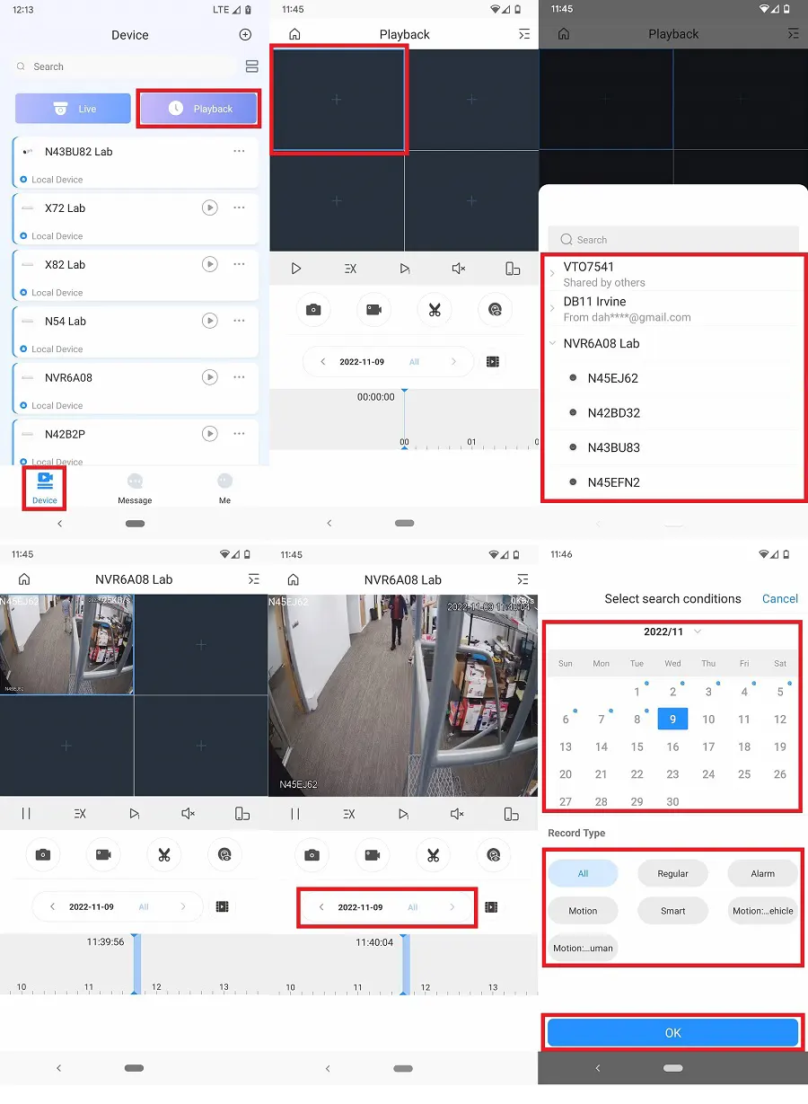 بازپخش ویدئو با انتخاب نوع فیلم و روز مورد نظر با استفاده از نرم افزار انتقال تصویر داهوا