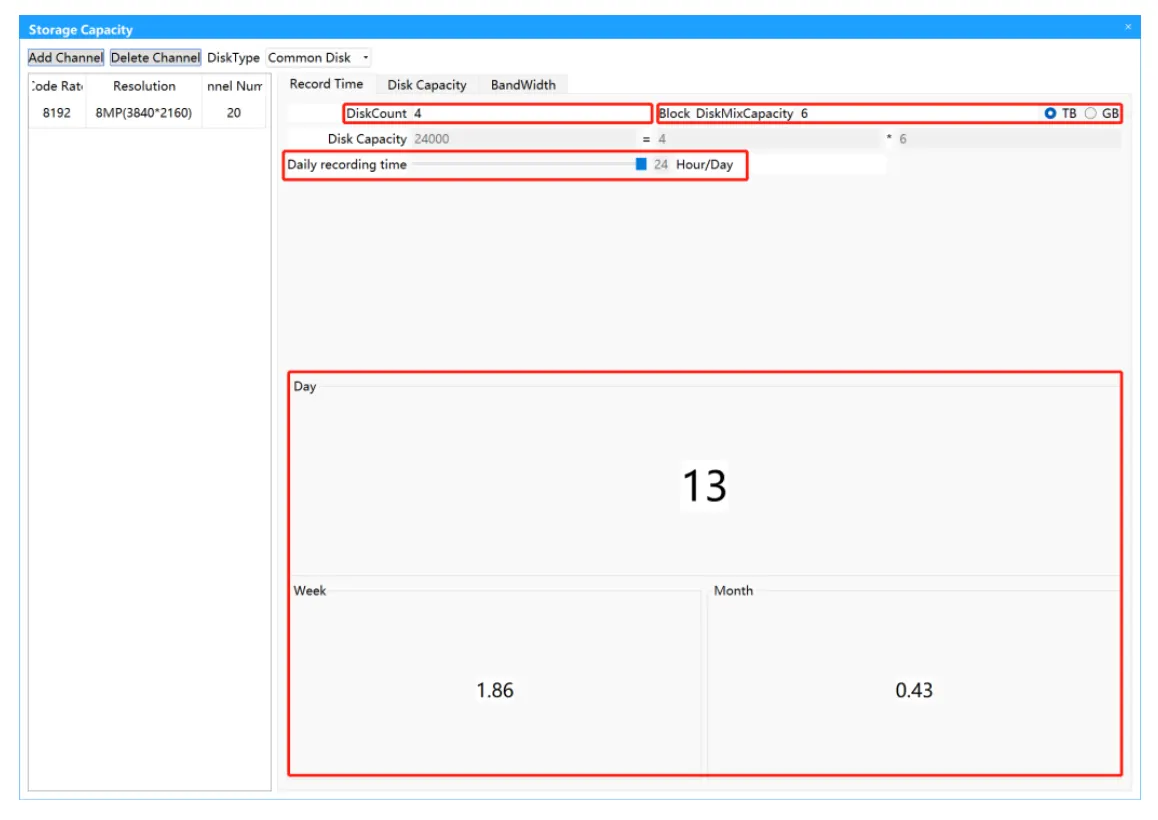 محاسبه فضای موردنیاز برای فیلم برداری با استفاده از Search Config Tool (گام سوم)